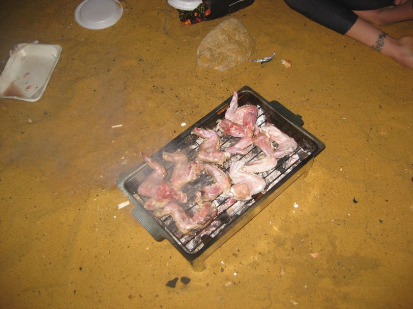 Tasty chicken, painful embers.